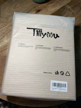 Cotton Waffle Duvet Cover Set in khaki - 3 Piece Full/Queen